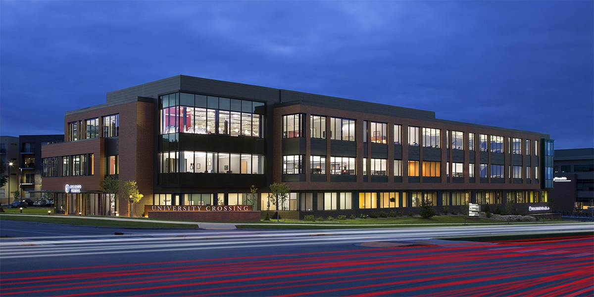 commercial building at night