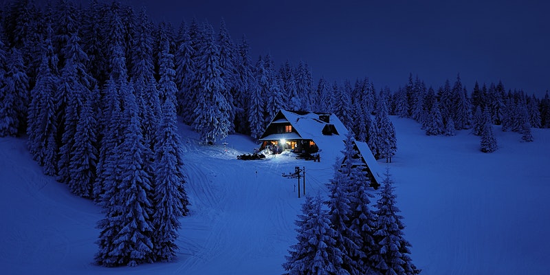 house in winter landscape