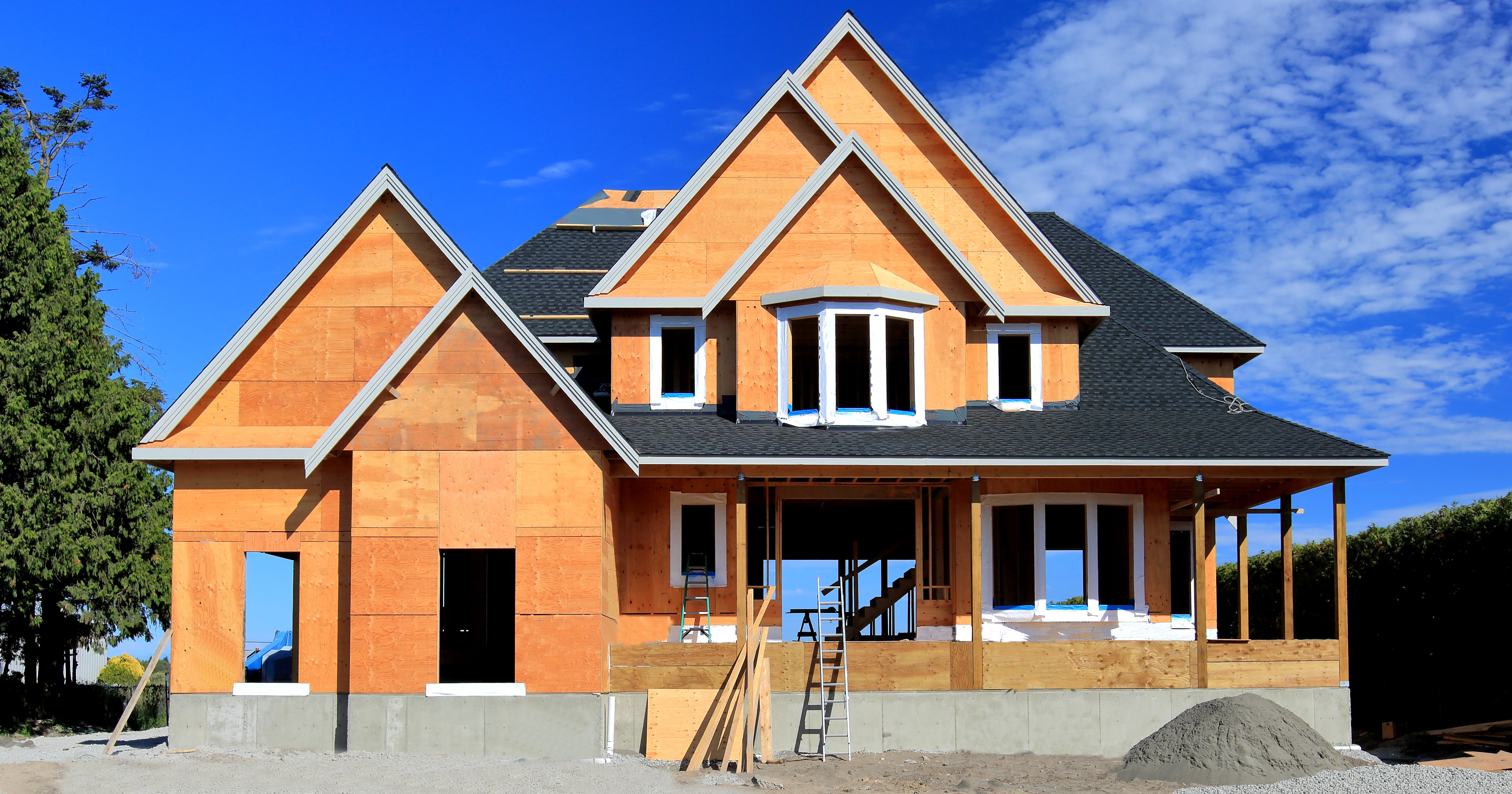 Image of a nearly-finished new construction home