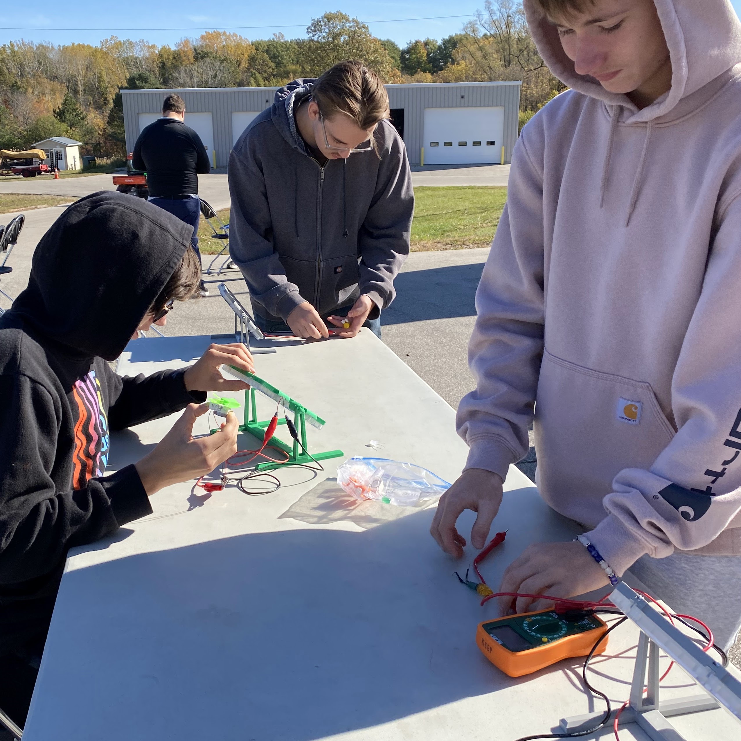 Students learning about electric power distribution