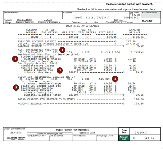 Utility bill example