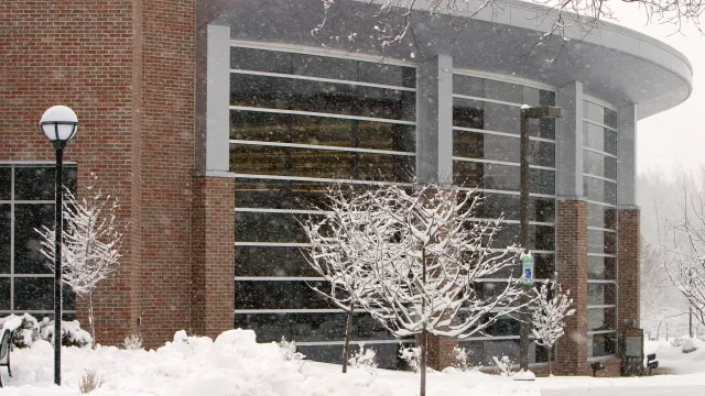 A university building in winter